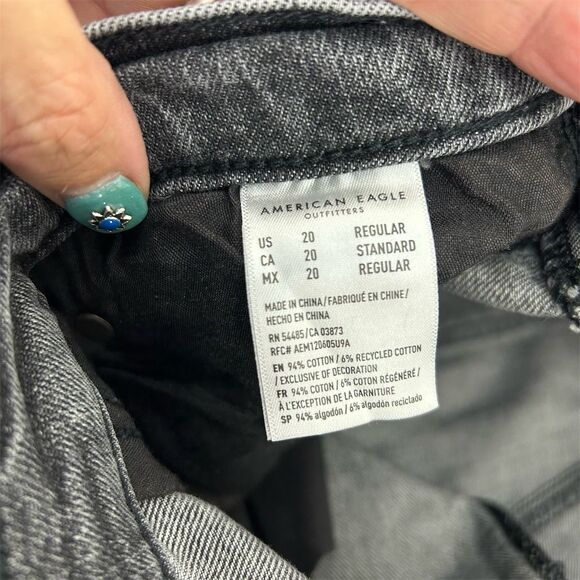 American Eagle Women's Baggy Jeans Size 20 Black Dark Wash Denim - Picture 6 of 10